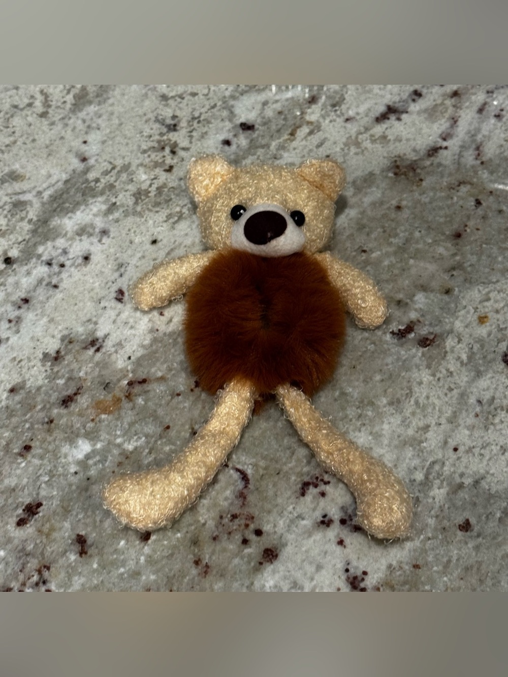 Fuzzy Bear Pom Hair Tie in Beige and Brown - Hair Accessory